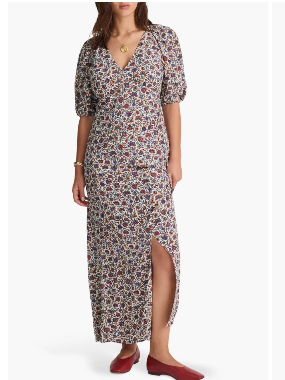 Madewell NEW NWT Floral V‑Neck midi- Maxi Dress